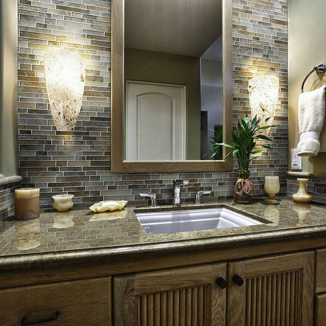 MS International Taos 12" x 12.5" Glossy Glass Linear Mosaic