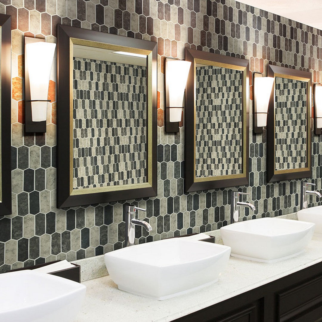 MS International Urban Tapestry 9.84" x 14.13" Mixed Finish Glass Picket Fence Mosaic