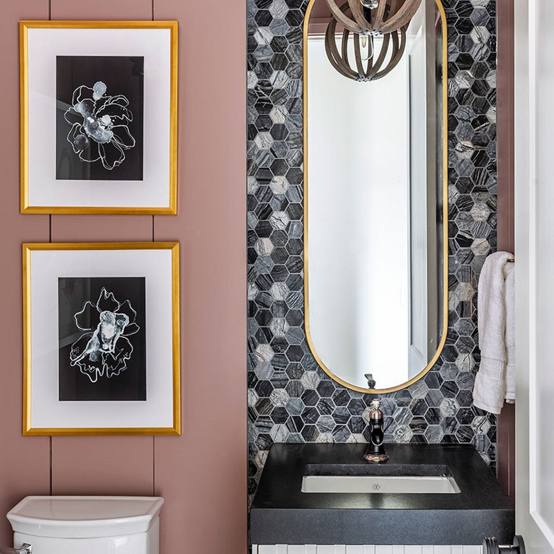 MS International Henley 11.75" x 12" Mixed Finish Marble Hexagon 2x2 Mosaic