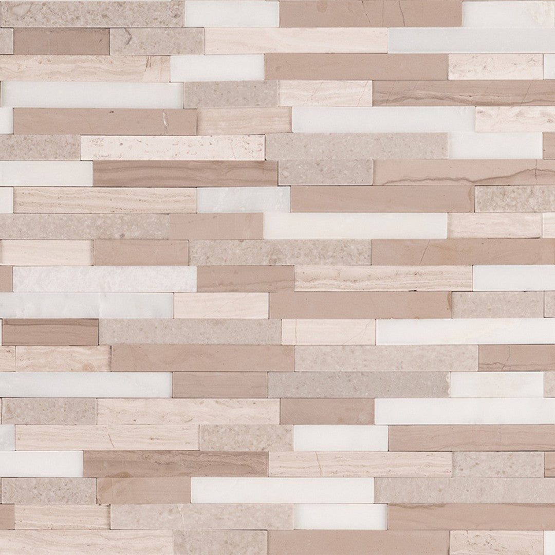 MS International Arctic Storm 12" x 12" Honed Marble 3D Peel And Stick Mosaic