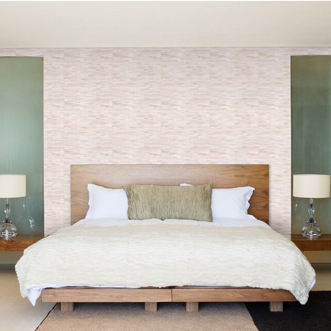 MS International White Quarry 12" x 12" Honed Marble Linear Mosaic