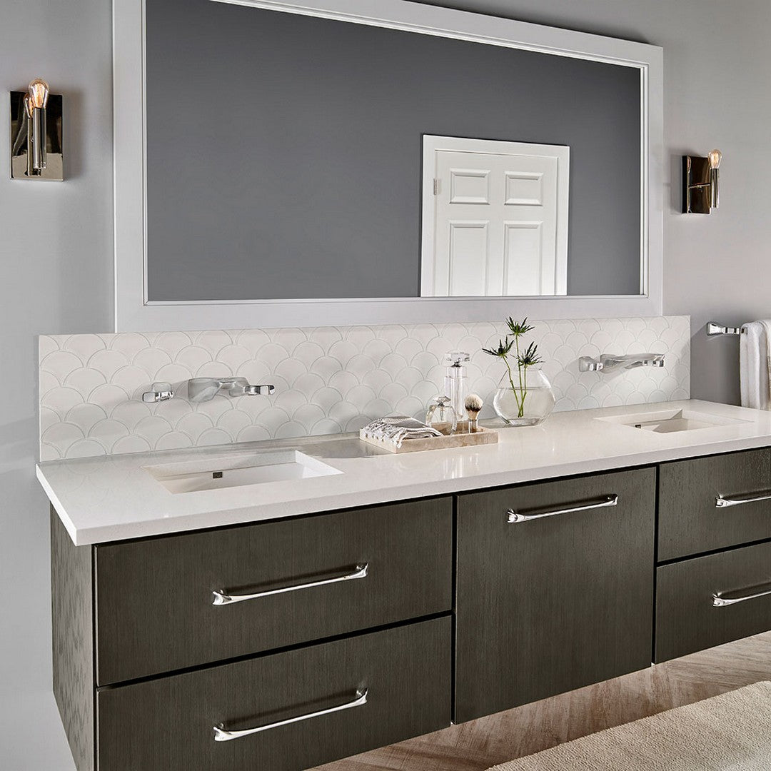 MS International Domino Fish Scale 10" x 13.11" Glossy Porcelain Fan Scallop Mosaic