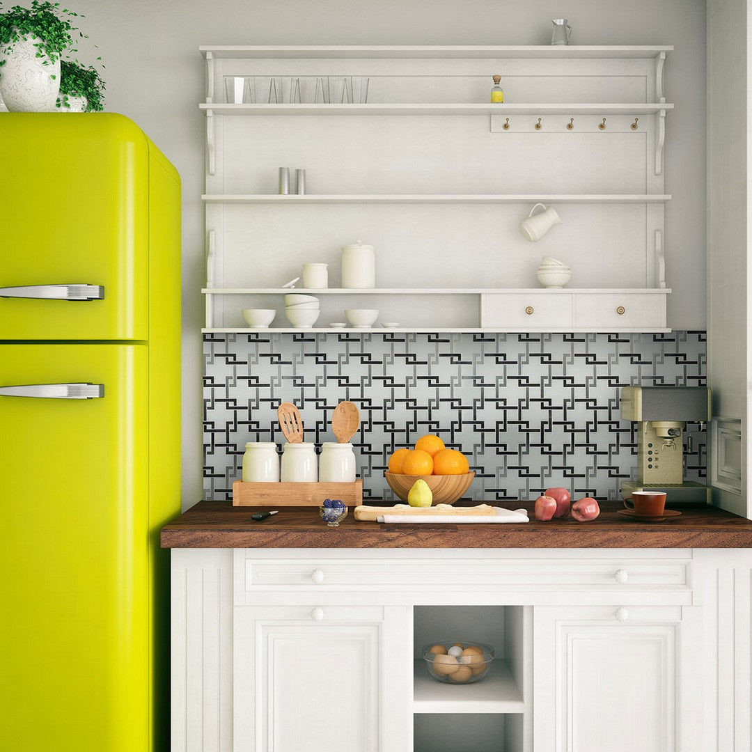 MS International Blanco Lynx 10.4" x 10.47" Polished Marble Deco Mosaic