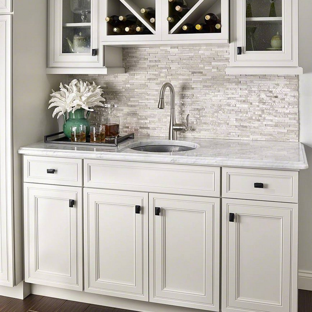 MS International White Quarry Splitface 12" x 12" Bumpy Marble Linear Mosaic