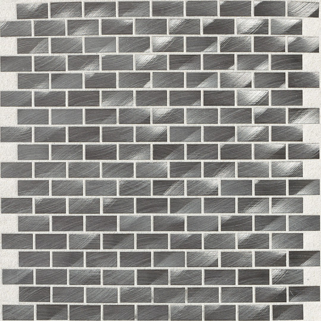 Daltile Structure 12" x 12" Satin Metal 0.5x1" Brick Joint Mosaic