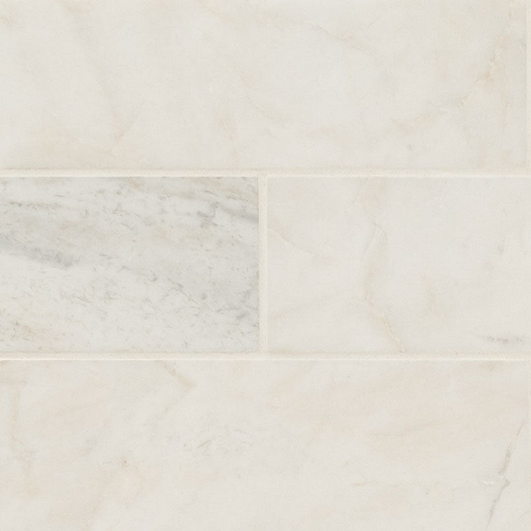 MS International Arabescato Venato White 4" x 12" Honed Marble Tile