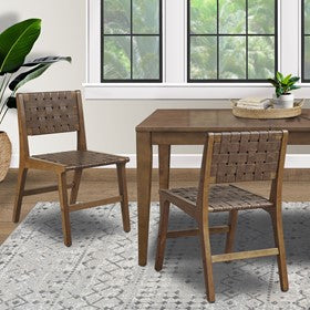 Oslo Faux Leather Woven Dining Chairs Set of 2