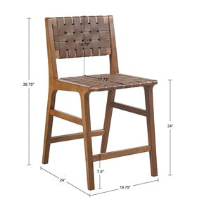 Oslo Faux Leather Woven Counter Stool 24"H