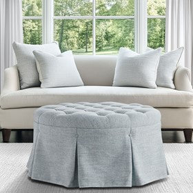 Terri Skirted Tufted 32" Round Ottoman