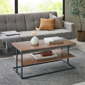 Monarch 42" 2 Tier Rectangle Metal Frame Coffee Table