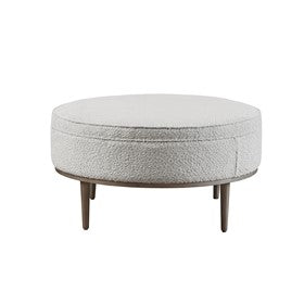 Harriet Upholstered Round Cocktail Ottoman with Metal Base 34" Dia