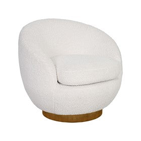 Jessel Shearling Sherpa Swivel Chair with Wood Base