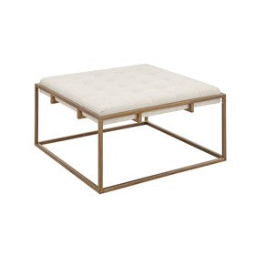 Greenwich Square Shape Button-tufted Upholstered Metal Base Ottoman/Coffee Table