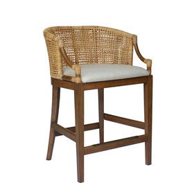 Playa Handcrafted Rattan & Wood Counter Stool 25" H