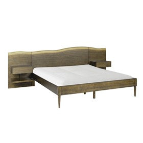 Clark Platform Bed frame with Live-Edge Headboard and Built-in Nightstands/Drawers