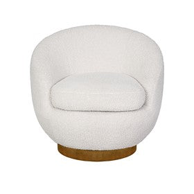 Jessel Shearling Sherpa Swivel Chair with Wood Base