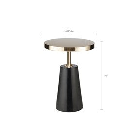 Sophia Round Pedestal Accent Side Table with Metal Base