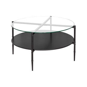 Caroline Round Coffee Table with Interchangeable Wood and Glass Top