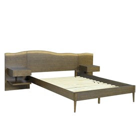 Clark Platform Bed frame with Live-Edge Headboard and Built-in Nightstands/Drawers