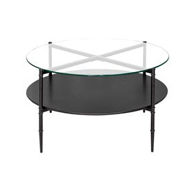 Caroline Round Coffee Table with Interchangeable Wood and Glass Top