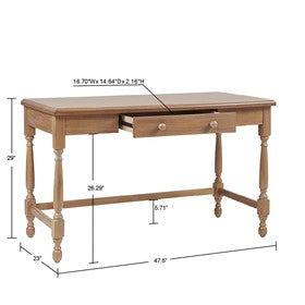 Tabitha Solid Wood Desk with 1 Drawer and turned legs