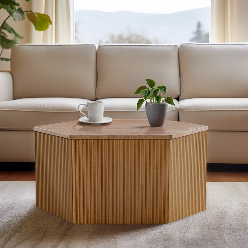 Honey Fluted Hexagon Coffee Table