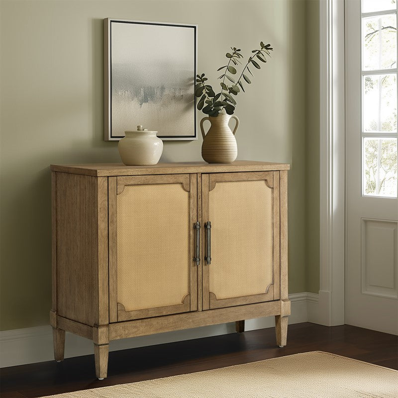 Salina Woven Cane Accent Cabinet