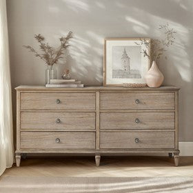 Victoria 6-drawer wood dresser (70")