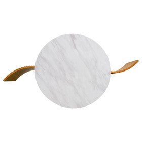 Layana Faux White Marble Round Coffee Table with Storage