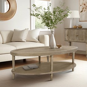 Ayanna Oval Coffee Table with Shelf