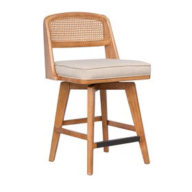 Micah Woven Rattan Back Swivel Counter Stool