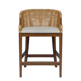 Playa Handcrafted Rattan & Wood Counter Stool 25" H