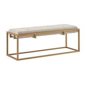 Greenwich Button-tufted Upholstered Metal Base Accent Bench