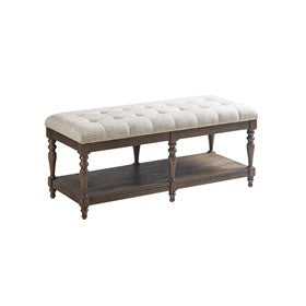 Highland Tufted Accent Bench with Shelf