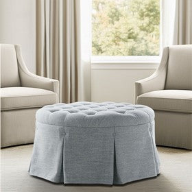 Terri Skirted Tufted 32" Round Ottoman