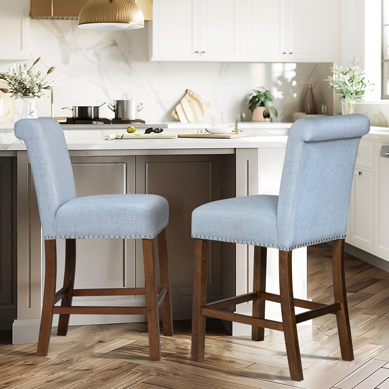 Aubrey Upholstered Counter Stool with Nailhead Trim Set of 2