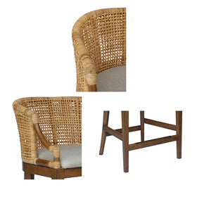 Playa Handcrafted Rattan & Wood Counter Stool 25" H