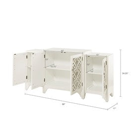 Verona Dining Buffet Server Quaterfoil Design Kitchen Storage Cabinet with Mirrored Doors