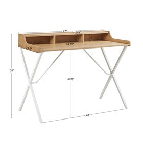 Laurel 23.5" Writing Desk With Storage And Metal Crossed Legs