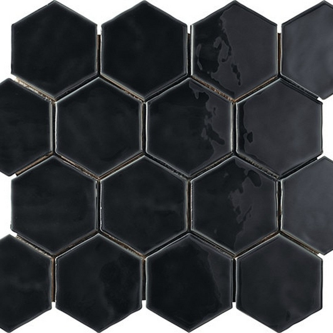 Marazzi Artistic Reflections 12" x 14" Glossy Ceramic 3" Hexagon Mosaic