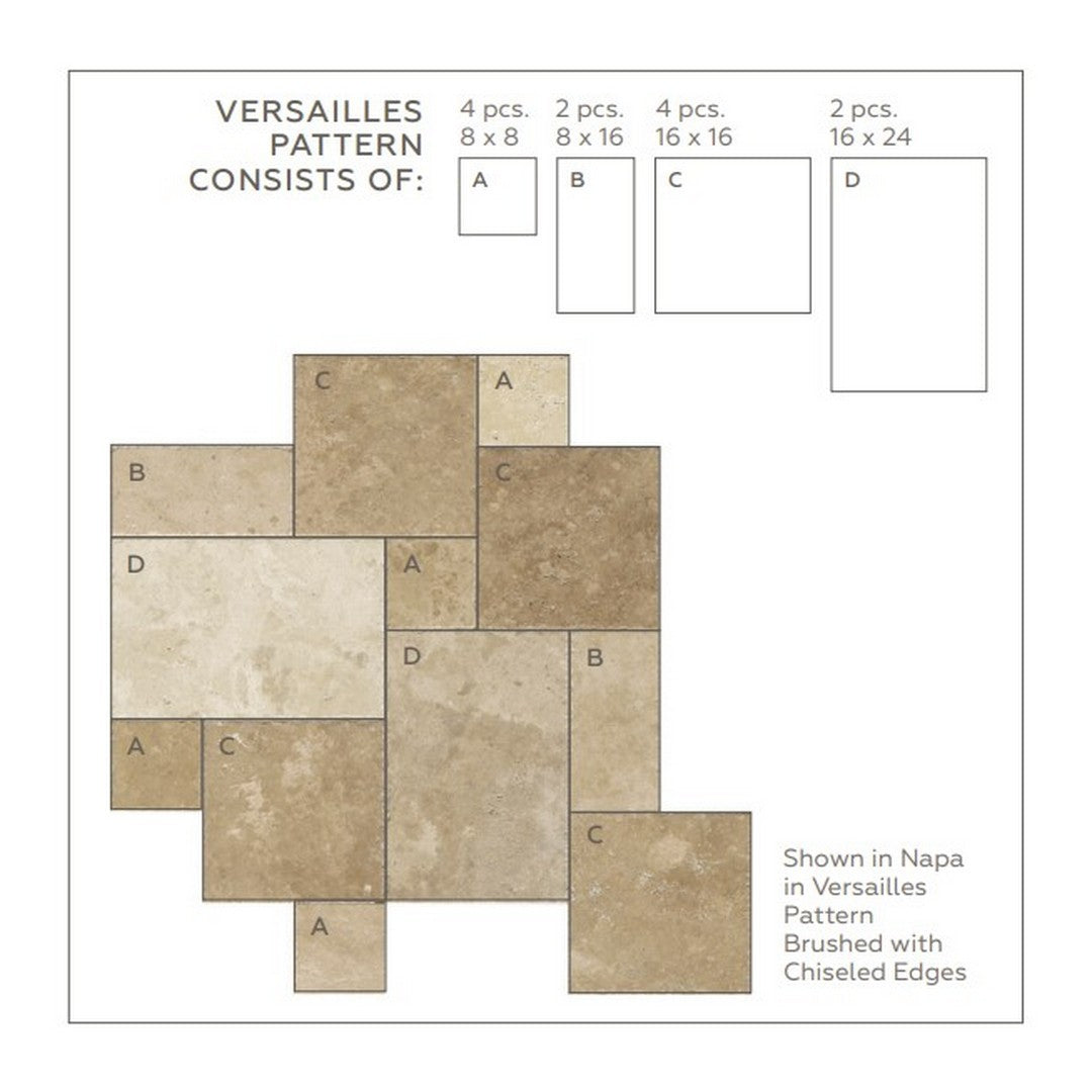 Daltile Travertine 16" x 24" Brushed Versailles Random Pattern