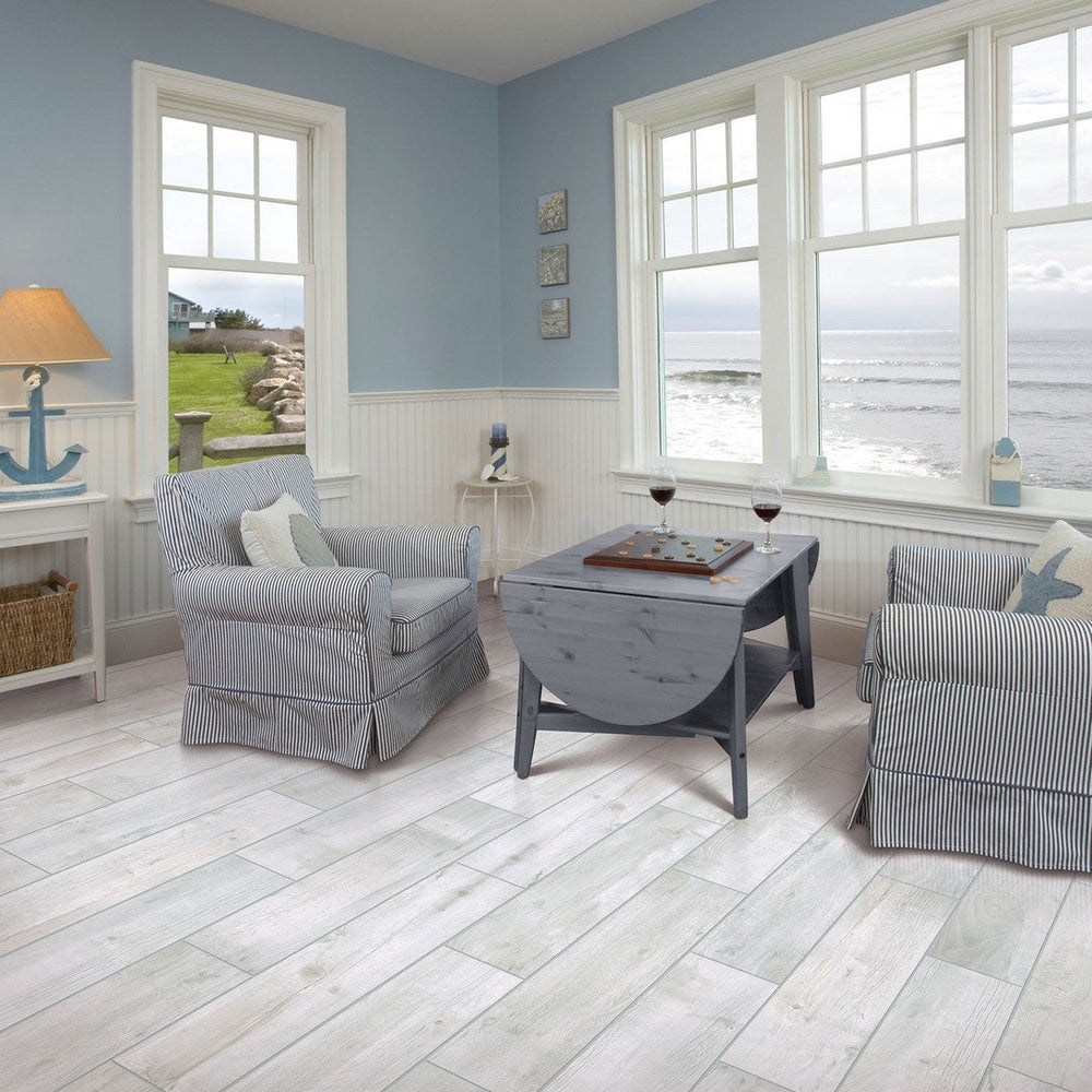 Caption: The Bryson Valley wood-look porcelain tile by American Olean — durable, in stock, and shipping nationwide.