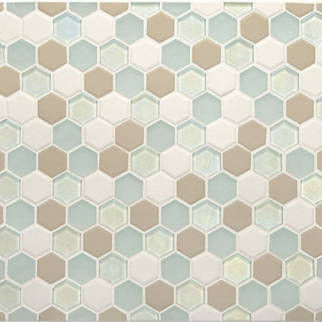 Daltile Coastal Keystones 12" x 12" Mixed Glass 1" Hexagon Mosaic