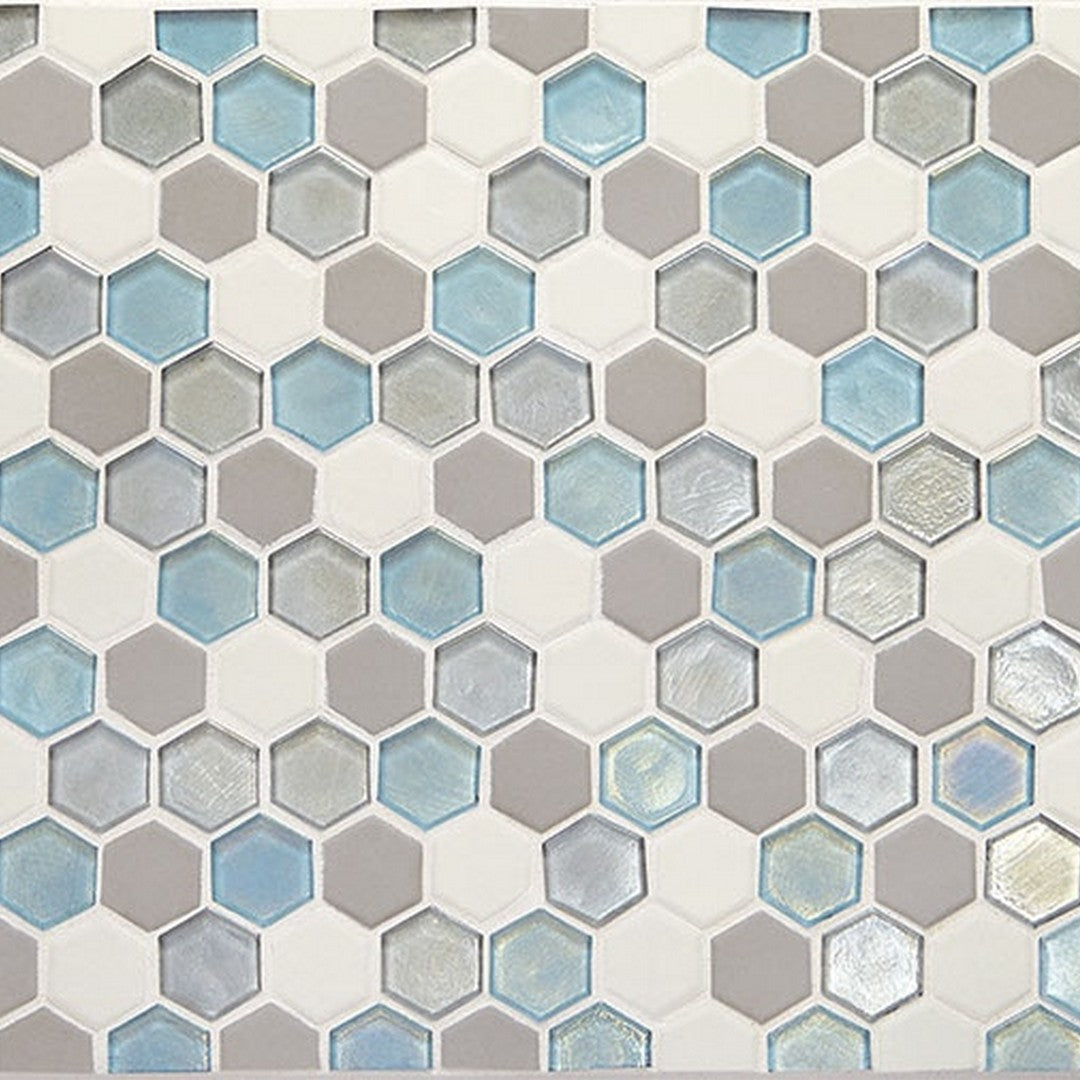 Daltile Coastal Keystones 12" x 12" Mixed Glass 1" Hexagon Mosaic