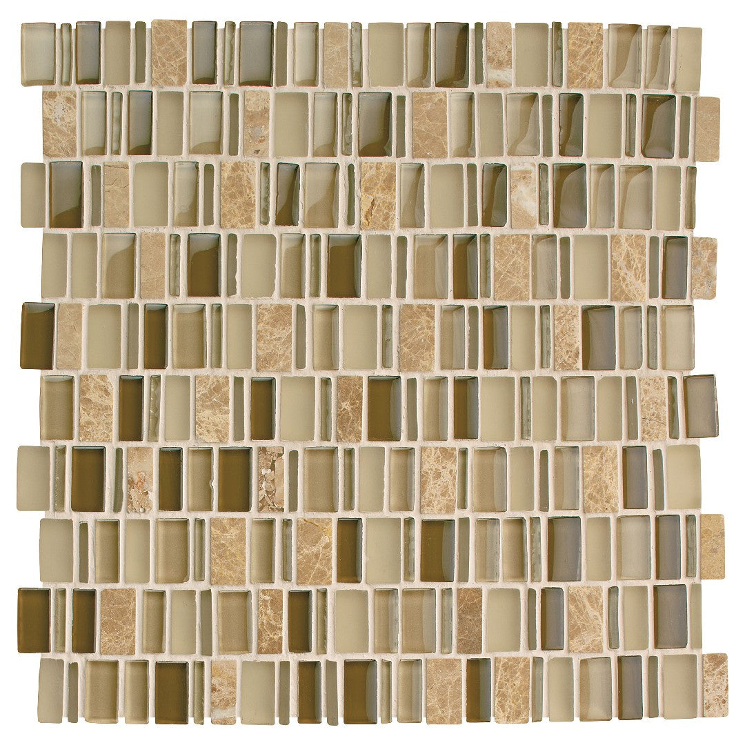 Daltile Clio Mosaics 12" x 12" Glossy Natural Stone 1" Random Decorative Mosaic