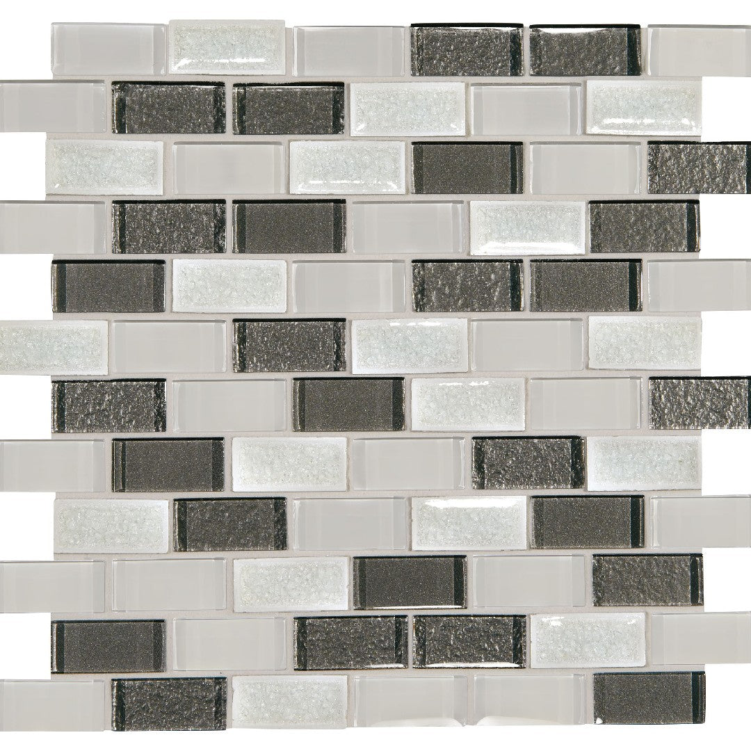 Daltile Crystal Shores 12" x 13" Glossy Glass 2x1" Brick Joint Mosaic