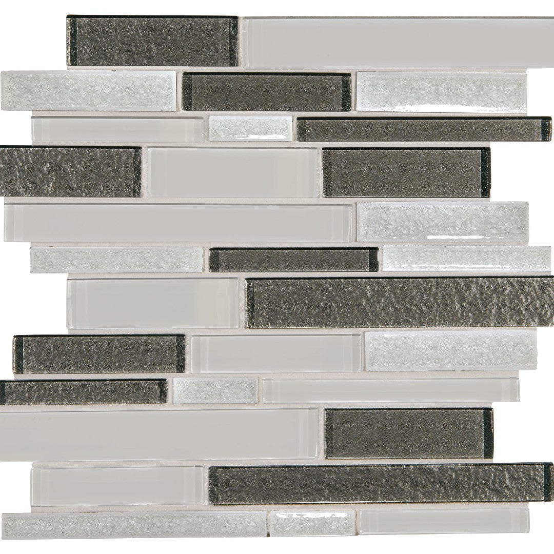 Daltile Crystal Shores 12" x 14" Glossy Glass Random Linear Mosaic