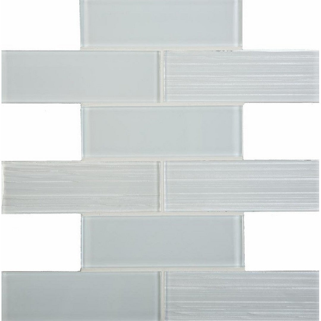 Ottimo Ice stream 12" x 12" Glossy 2" x 6" Glass Mosaic