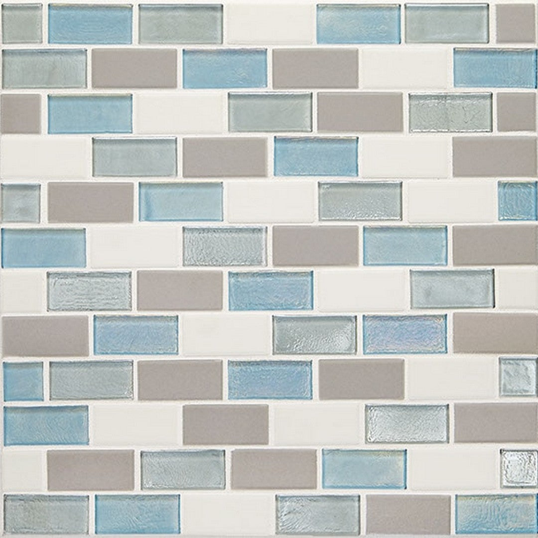 Daltile Coastal Keystones 12" x 13" Mixed Glass 1x2" Brick Joint Mixed Mosaic