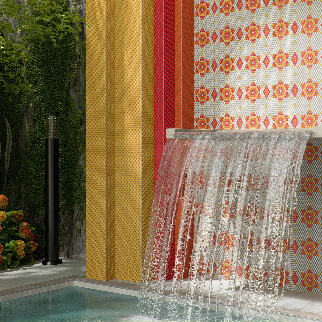 Daltile Color Wheel Mosaic 11" x 13" Ceramic 3/4" Penny Rounds Mosaic